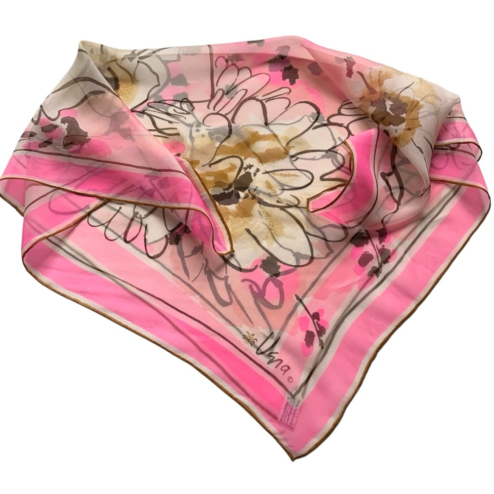 Vintage Vera pink floral sheer scarf